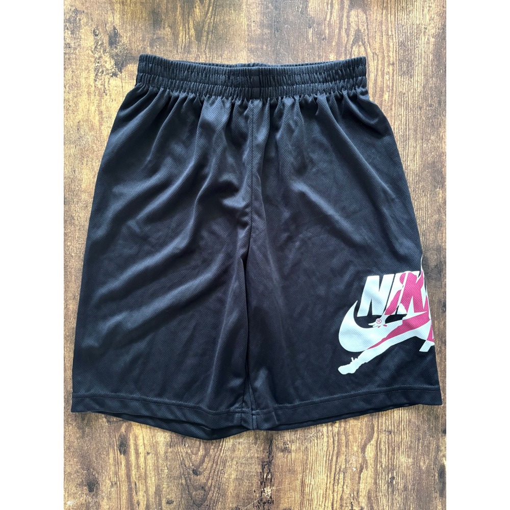 Jordan Nike Air Jumpman Boys Mesh Basketball Shorts Black Pink Large L 12-13 Yrs